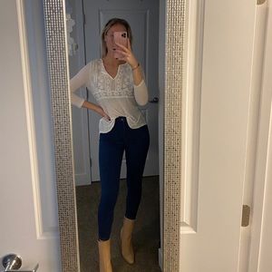 Lucky Brand Sheer Embellished Top